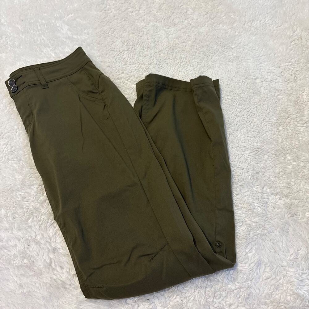 Prana Womens Convertible Roll-Up Cargo Hiking Pants Gorpcore Outdoors Green Sz 2